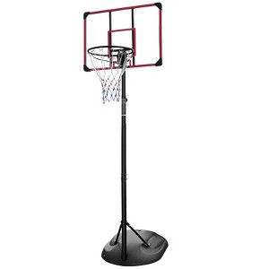 NAYSAYE Basketball Hoop Portable Height Adjustable from 7.5FT to 9.2FT with Stable Base for Indoor Outdoor Use  , Black and Red, 32"*23"*110" - 1 of 4