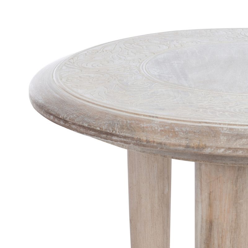 Rehnuma Carved Side Table - White Wash - Safavieh., 5 of 7