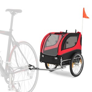Costway Dog Bike Trailer Foldable Pet Cart with 3 Entrances  for Travel Grey/Red/Blue - 1 of 4