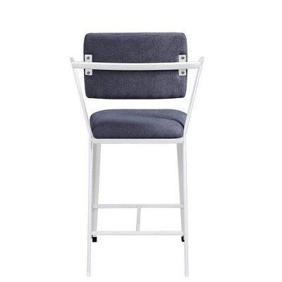 Saltoro Sherpi Industrial Gray Fabric & White Metal Counter Height Chair, Set of 2