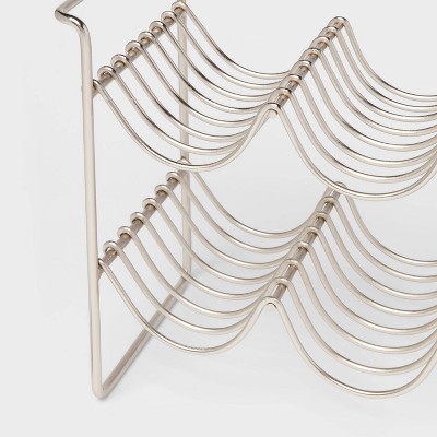 Brushed Nickel Freestanding Metal Wire 6-Bottle Wine Rack