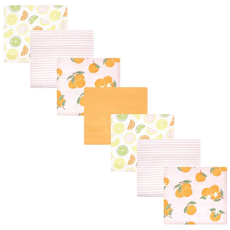 Hudson Baby Infant Girl Cotton Flannel Receiving Blankets Bundle, Citrus Orange, One Size, 1 of 8