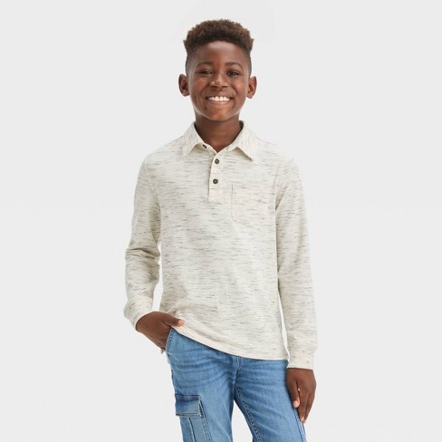 Boys' Long Sleeve Polo Shirt - Cat & Jack™ Cream Xxl : Target