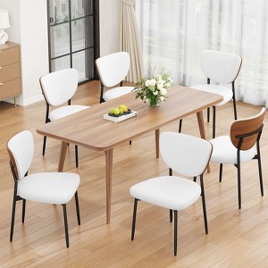 Gikpal Dining Chairs, Dining Room and Kitchen Chairs, Mid Century Modern Upholstered PU Leather Accent Chairs with Walnut Bentwood & Enlarged Cushion - 1 of 4