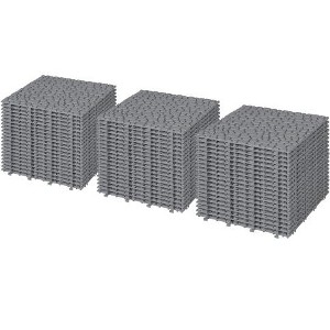 Dolonm 12"x12" Gray Interlocking Plastic Deck Tiles – Pebble Pattern, Waterproof & Anti-Slip for Patio, Balcony, Pool - 1 of 4