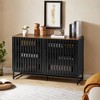 6 Drawer Double Dresser with Slatted Grille Striped Drawer, Modern Style Dresser, High-Quality MDF and Metal Leg - image 2 of 4