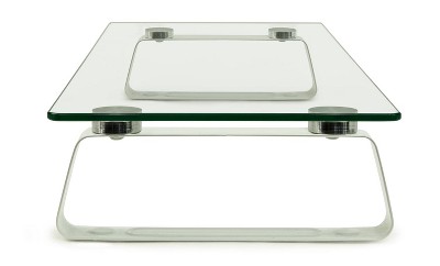 Clear Glass and Aluminum Desktop Monitor Riser Stand