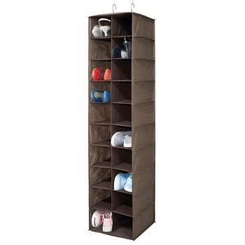 mDesign Large 20 Shelf Fabric Over Rod Closet Hanging Storage Unit - Dark Brown