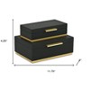 HomeRoots Set of Two Black And Gold Nesting Decorative Storage Boxes With Lids - 3 of 4