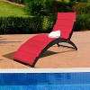 64'' Red Foldable Patio Lounge Chair with Cushion for Backyard - 4 of 4