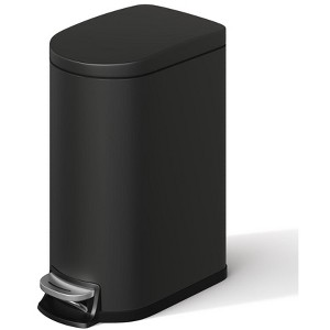 2.6 Gallon Slim Bathroom Trash Can with Soft Close Lid, Stainless Steel Garbage Can, Small Step-on Trash Bin with Inner Bucket, Rear Handle - 1 of 4