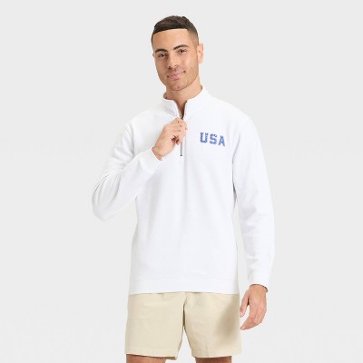 Men's USA Fleece 1/4 Zip Sweatshirt - Goodfellow & Co™ White