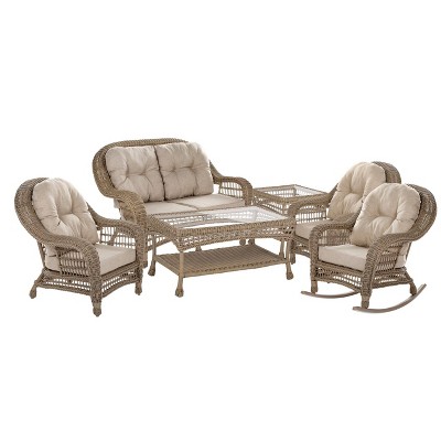 6pc Saturn Collection Patio Conversation Set - Cappuccino - W Unlimited