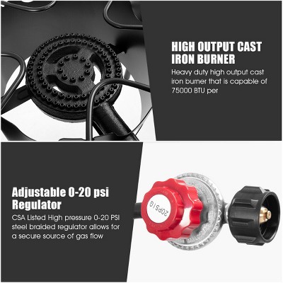 Black Cast Iron 3-Burner Portable Gas Cooker