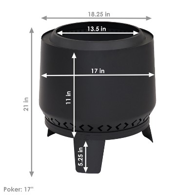 Heavy-Duty Black Steel Smokeless Wood-Burning Fire Pit