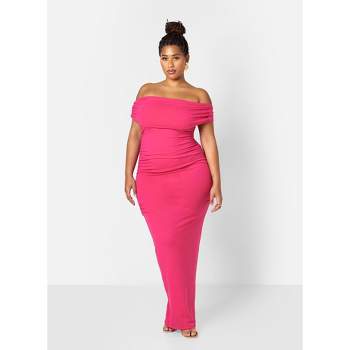 Rebdolls Women's Analise Cotton Over The Shoulder Bodycon Maxi Dress