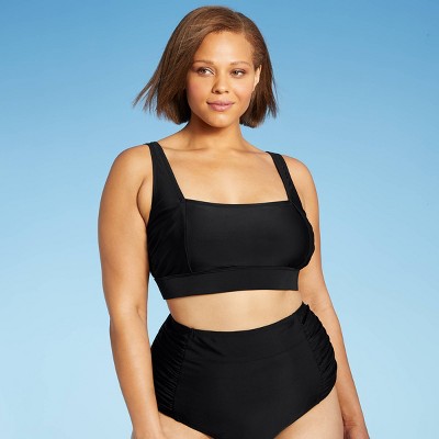 Women's Plus Size Square Neck Scoop Bikini Top - Kona Sol™ Black