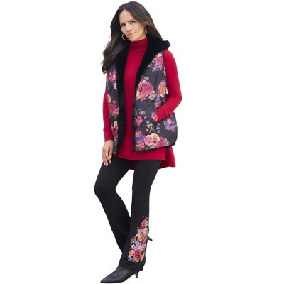 Roaman's Women's Plus Size Reversible Faux Fur Vest
