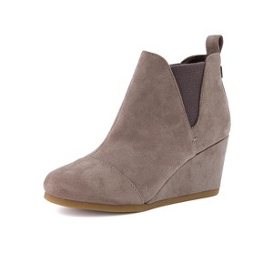 Dunes Women's Zoey Wedge Bootie, Soft Vegan Suede, Easy Slip-On Design, Memory Foam, Wide Widths Available - 1 of 4