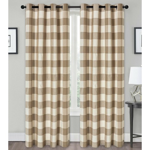Kate Aurora Country Farmhouse Living Classic Buffalo Plaid Checkered Grommet Top Curtains - image 1 of 4