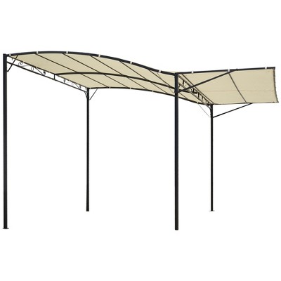 Outsunny Gazebo Pergola Giardino e Esterno e in Metallo e Poliestere Beige,  Pergola 3x2.85x2.82m