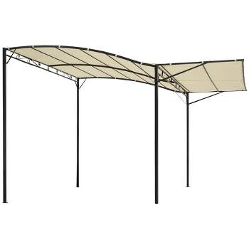 Outsunny 10' x 8' Outdoor Pergola and Patio Gazebo, Extendable Side Awning, Sun Shade Shelter for Garden, Camper, Deck, Doors and Windows