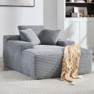 KWPZQEB 67" Chaise Lounge Chair, Corduroy Boneless Sofa with & 3 Pillows, Oversized Deep Seat Sleeper Sofa Bed for Living Room, Bedroom - 1 of 4