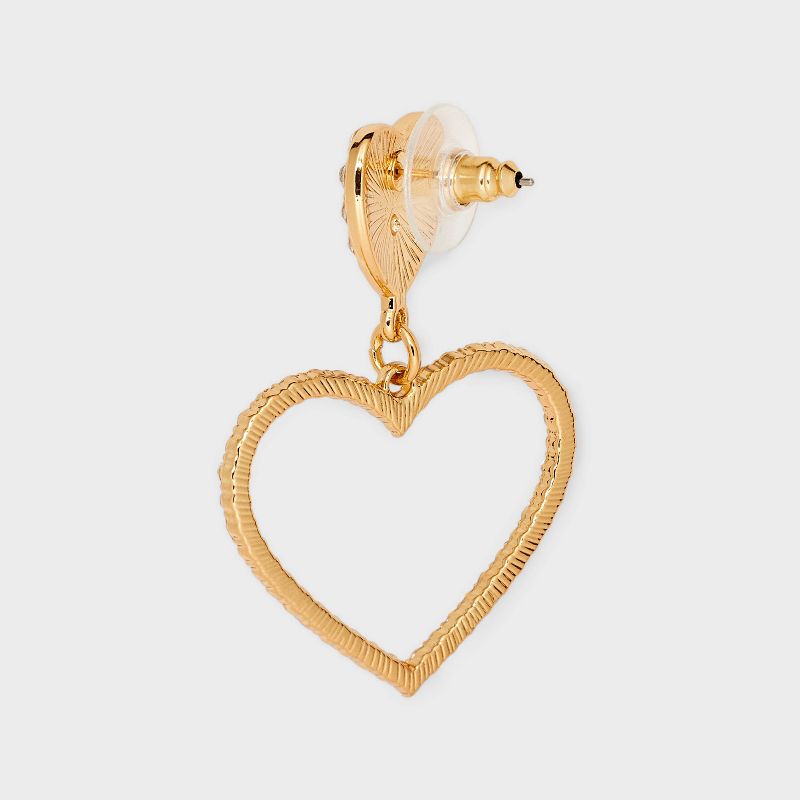 Rhinestone Heart Drop Earrings - Wild Fable&#8482; Gold, 4 of 6