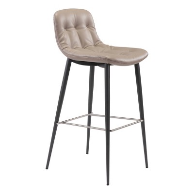 Set of 2 Luxe Tufted Barstools Taupe - ZM Home