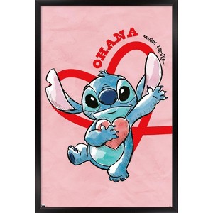 Trends International Disney Lilo and Stitch - Hearts Framed Wall Poster Prints - 1 of 4