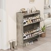 Narrow Shoe Cabinet with 2 Flip Drawers,Freestanding Hidden Slim Shoe Organizer Cabinet with Hooks for Foyer, Hallway Entryway Living room - 4 of 4