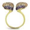 Slickblue Floral Cuff Ring for Women in IP Gold Stainless Steel with Multicolor CZ Stones, Open Design, size 5-10 - 3 of 4