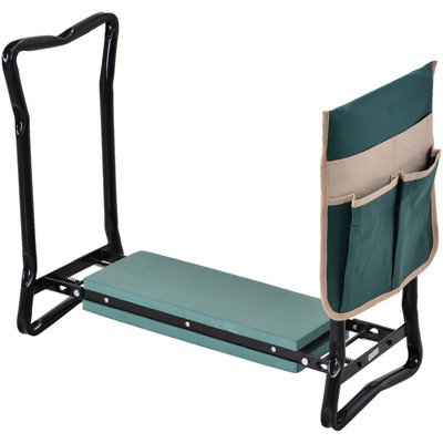 Outsunny Garden Kneeler Seat Stool Bench Kneeling Pad and 1 Large Side Tool Pouch & Easy Folding Design for Transport & Storage