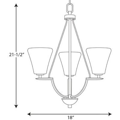 Mini Bravo Elegance 3-Light Chandelier in Antique Bronze with Etched Glass