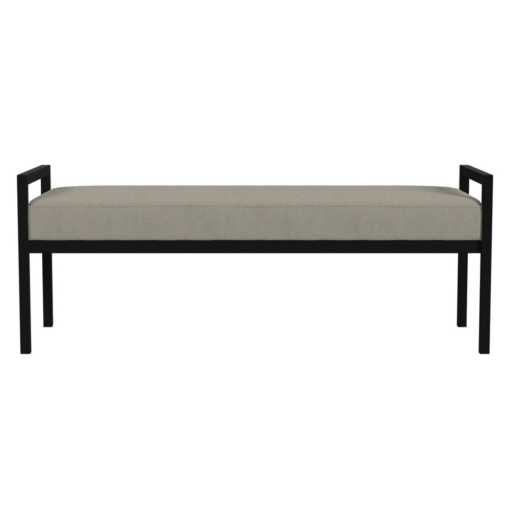 Modern Metal Bench Fawn - HomePop: Velvet Upholstered, Entryway, Boucle Texture