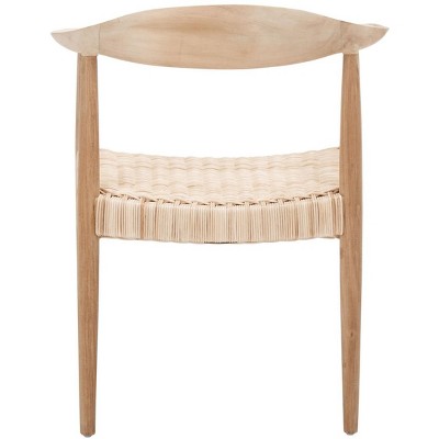 Natural Teak and Rattan Mid-Century Accent Chair