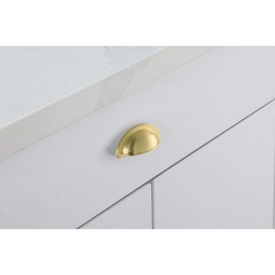Brushed Gold Modern Cup Pull with Mounting Hardware