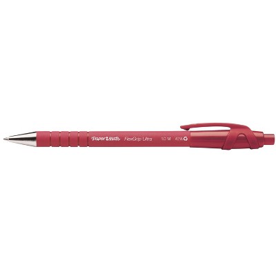 Paper Mate FlexGrip Ultra Non-Retractable Ballpoint Stick Pen, Red, pk of 12