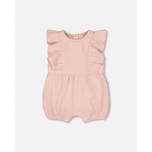 Girl Ribbed Cotton Romper - Deux par Deux - 1 of 3