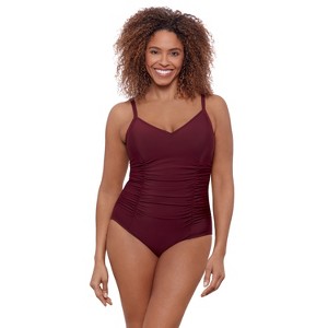 Aqua Green, Women's Princess Seam Shirred One Piece - 1 of 3