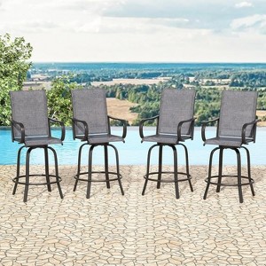 Set of 4 Swivel Outdoor Bar Stools - Textilene Fabric, 360° Rotation, All-Weather Ergonomic Design, Ideal Bar Height for Balcony and Patio - 1 of 4