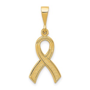 Black Bow Jewelry 14k Yellow Gold Polished and Satin Awareness Ribbon Pendant - 1 of 4