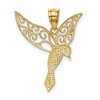 Black Bow Jewelry 14k Yellow Gold Filigree Hummingbird Pendant, 20mm (3/4 inch) - 3 of 4