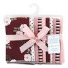 Hudson Baby Girls Cotton Flannel Burp Cloths, Burgundy Floral, One Size - 2 of 4