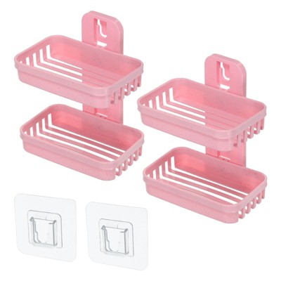Unique Bargains Bathroom Kitchen No Drilling Double Layer Soap Container with Suction Cup