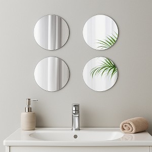 Evideco French Home Goods Set of 4 Small Self-Adhesive Decorative Mirrors – Available in 8 Unique Shapes - 1 of 4
