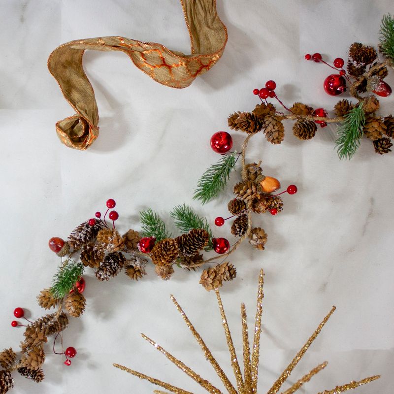 Northlight Pine Cones and Berries with Ornaments Christmas Twig Garland - 39.5" x 3" - Unlit, 3 of 8