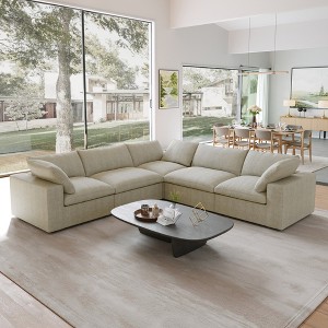 WJShome 5 pcs Cloud Modular Sectional Sofa for Livingroom,120.45inch Down Filled Convertible Couches for Office Apartment,V Shaped - 1 of 4