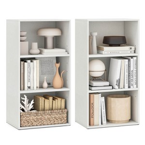 Costway 2 PCS 3 Tier Open Shelf Bookcase Multi-functional Storage Display Cabinet White - 1 of 4
