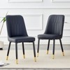 FONTOI 2PCS Modern Dining Chairs with Leather Backrest for Kitchens, Bedrooms, Offices, Black, 21.6"*35"*17" - 2 of 4